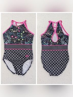 BEAUTIFUL GK ELITE Gymnastics Dance Leotard AXS Extra Small TROPICAL PAISLEY